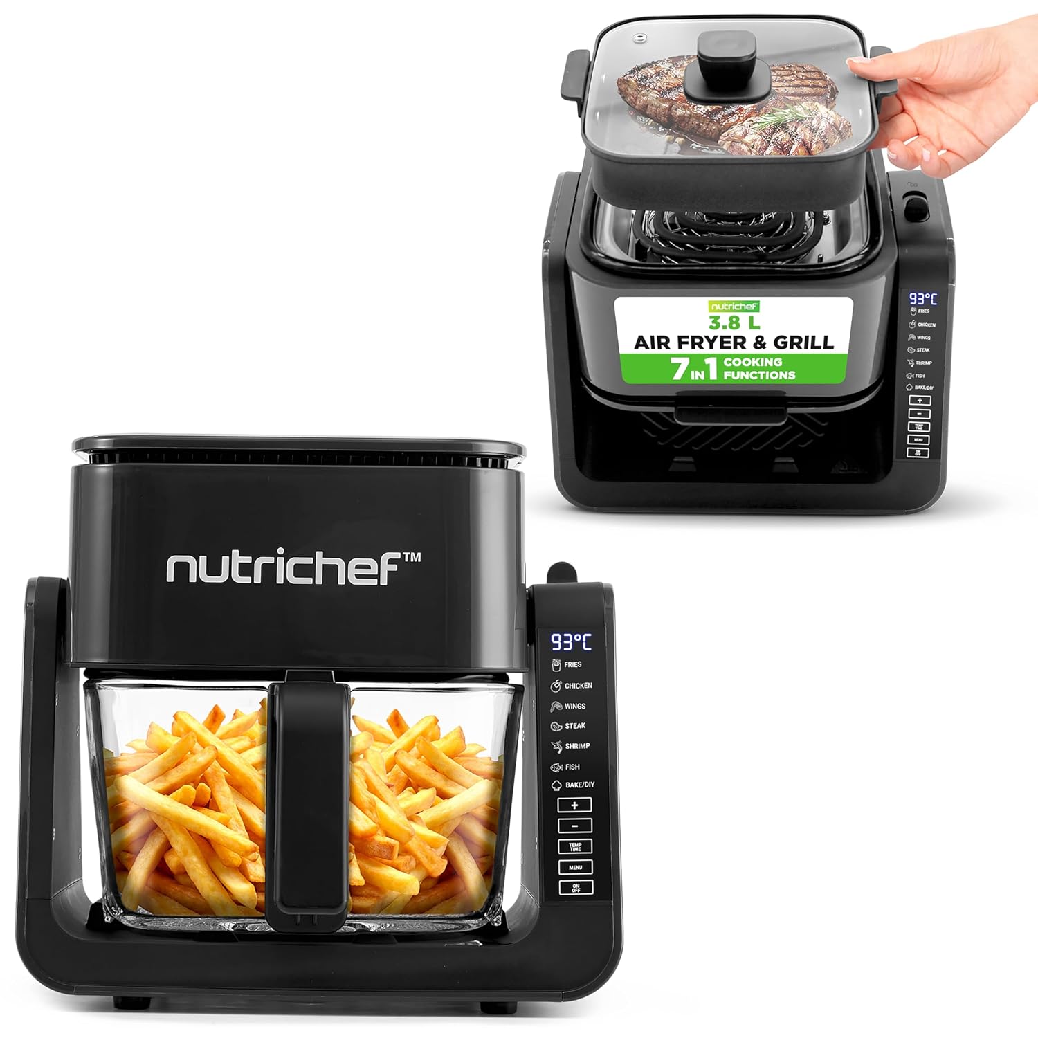 81Mx7FeYtyL._SL1500.jpg Air Fryer and Grill 4L 7-in-1 Preset Cook Modes Black - Image 1