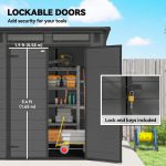 Plastic Garden Storage Shed 6 X 6 Ft Dark Grey Aluminium Frame Double Doors - Image 5