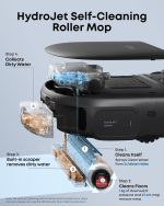 Robot Vacuum And Mop 15000Pa Suction Self-Cleaning Roller Mop Black - Image 3
