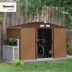 Metal Garden Shed 9 X 6 Ft Light Brown Steel Double Doors - Image 2