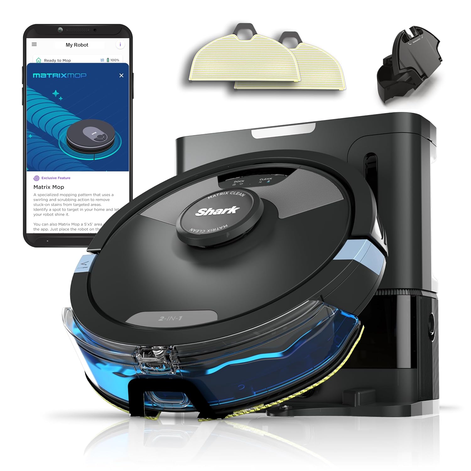 81RyScvmOnL._SL1500.jpg Robot Vacuum & Mop 2-in-1 Self-Empty LiDAR Mapping Edge Cleaning Black - Image 1