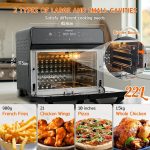 Dual Zone Air Fryer Oven 22L 2400W 10-in-1 Digital Touch Stainless Steel - Image 3
