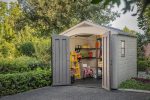 Plastic Garden Storage Shed 8 X 8 Ft Beige Double Doors Lockable - Image 6