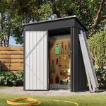 Metal Garden Storage Shed 6 X 4 Ft Brown Alloy Steel Lockable Doors - Image 9