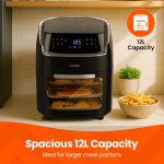 Digital Air Fryer Oven 12L 1800W 8 Presets Rotisserie Black - Image 5