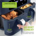 Vortx 8.5L Dual Basket Air Fryer With Dual Cook Function 2400W Midnight Blue Chrome - Image 5