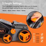Corded Electric Artificial Grass Sweeper 1800W 45L Bag 380mm 5 Heights Grey Black Orange - Image 5