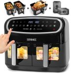 Digital Dual Zone Air Fryer 10L 2400W 10 Presets Black/Silver - Image 9