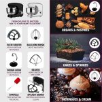 Stand Mixer 1300W 5.5L Stainless Steel Bowl 6 Speeds Pulse Black - Image 3