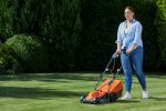 Corded Wheeled Lawn Mower 32cm 1300W 30L Grass Box Orange Grey - Image 3