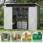 Metal Garden Storage Shed 8 X 4 Ft Dark Grey Alloy Steel Lockable Door - Image 8