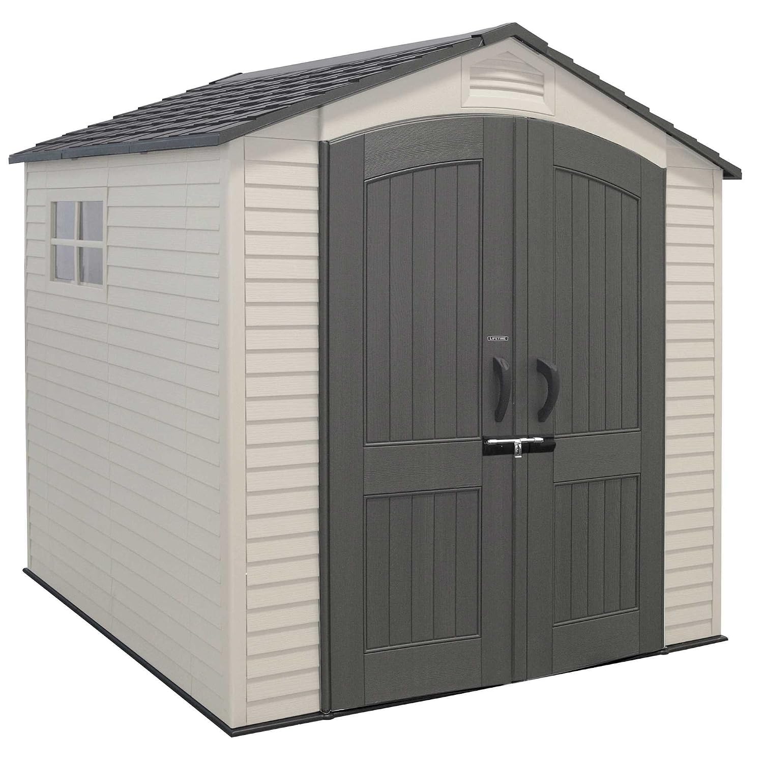 81fxsCvPn7L._SL1500.jpg Outdoor Garden Storage Shed 7 X 7 Ft Beige Plastic Steel Frame - Image 1