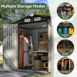 Metal Garden Storage Shed 6 X 4 Ft Brown Alloy Steel Lockable Doors - Image 7