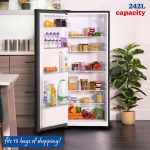 Freestanding Larder Fridge 242L 55cm 143cm Black - Image 4