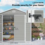Plastic Garden Storage Shed 8 X 6 Ft Light Grey Aluminium Frame Lockable Door - Image 6