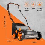 Corded Electric Artificial Grass Sweeper 1800W 45L Bag 370mm 5 Heights Grey Black Orange - Image 2