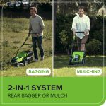 Cordless Lawn Mower 35cm 40L Bag 2x40V 2Ah Batteries Green - Image 7