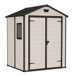 Outdoor Garden Storage Shed 6x8ft Double Doors Beige Brown - Image 5