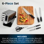 Knife Block Set With Integrated Sharpener 6-Piece Stainless Steel Black - Image 5