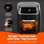 Digital Air Fryer Oven 12L 1800W 8 Presets Rotisserie Black - Image 9