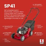 Self-Propelled Petrol Lawnmower 39cm 123cc 40L Grass Collector Red - Image 6