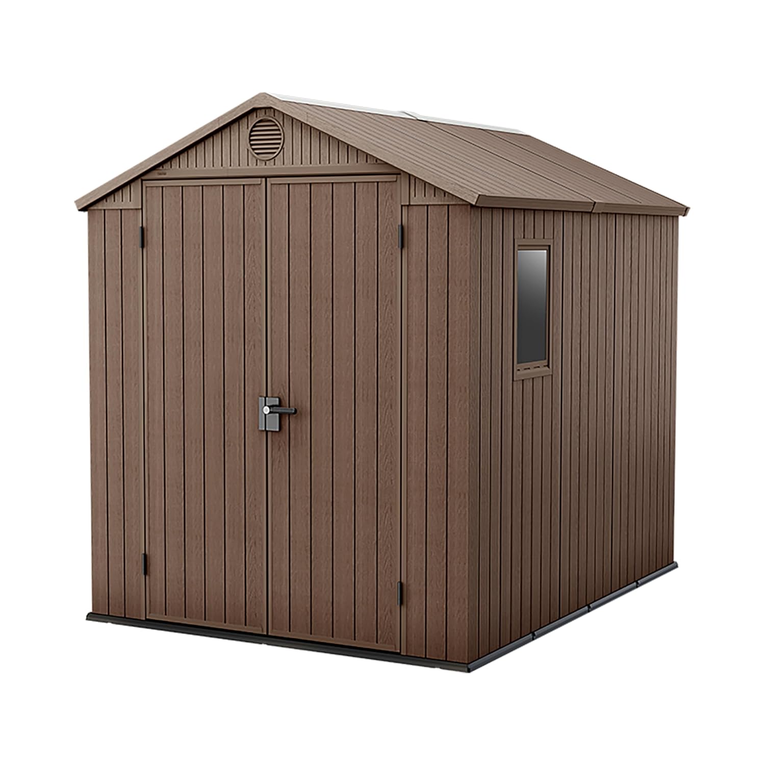 81kg332ot-L._SL1500.jpg Resin Garden Storage Shed 8 X 6 Ft Brown Double Doors Lockable - Image 1