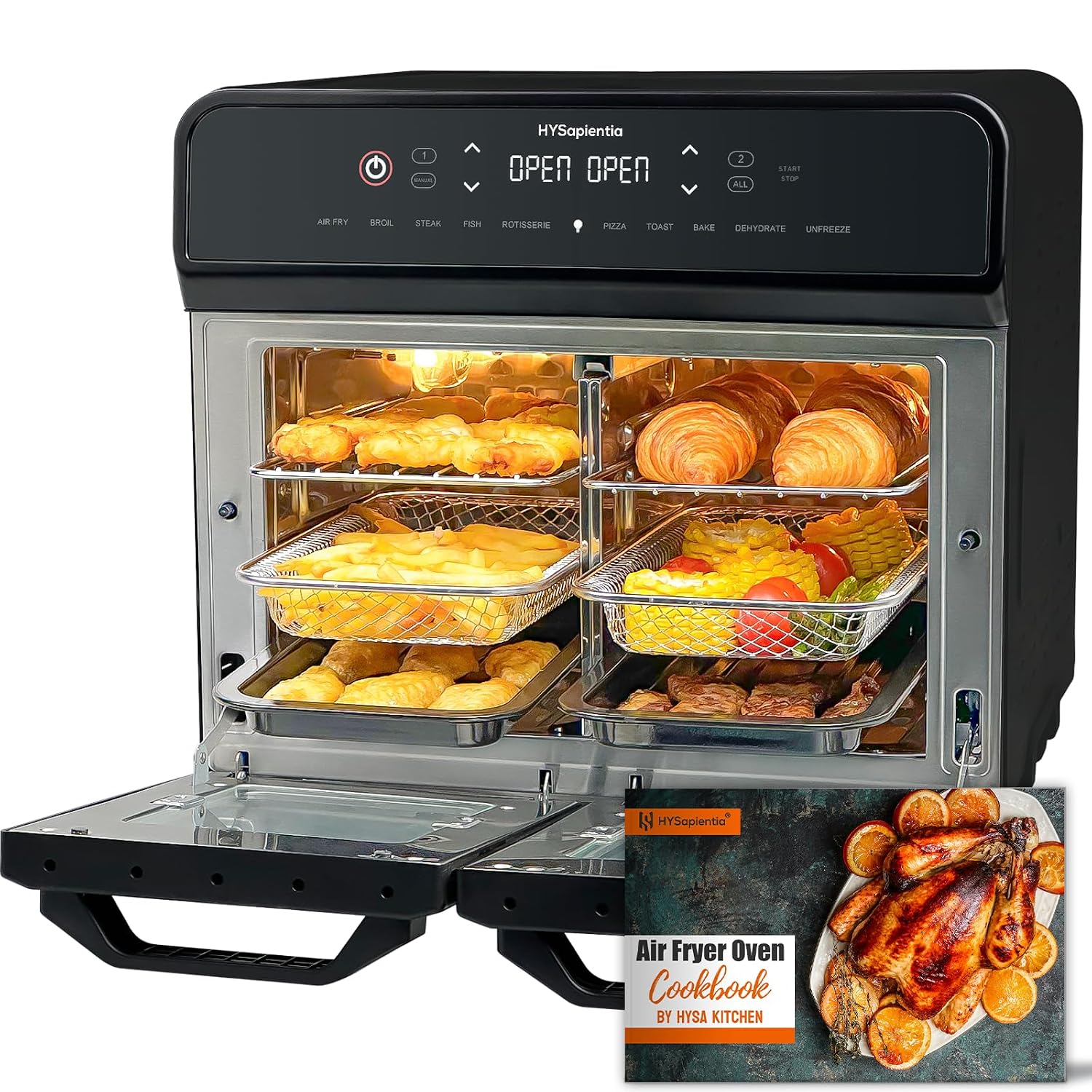 81kw8NY20bL._SL1500.jpg Dual Zone Air Fryer Oven 22L 2400W 10-in-1 Digital Touch Stainless Steel - Image 1