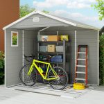 Plastic Garden Storage Shed 8 X 6 Ft Light Grey Aluminium Frame Lockable Door - Image 8