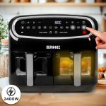 Digital Dual Zone Air Fryer 10L 2400W 10 Presets Black/Silver - Image 7