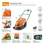 Hover Lawn Mower 33cm 1700W 20L Grass Box 4 Cutting Heights Orange Grey - Image 2