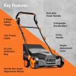 Corded Electric Artificial Grass Sweeper 1800W 45L Bag 380mm 5 Heights Grey Black Orange - Image 7