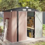 Metal Garden Storage Shed 6 X 4 Ft Brown Alloy Steel Lockable Doors