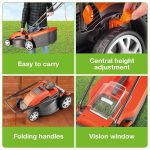 Corded Electric Hover Lawn Mower 1500W 36cm 40L 5 Heights Orange Grey - Image 7