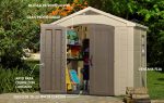 Plastic Garden Storage Shed 8 X 8 Ft Beige Double Doors Lockable - Image 2