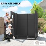 Plastic Garden Storage Shed 6 X 6 Ft Dark Grey Aluminium Frame Double Doors - Image 6