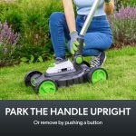 Cordless Electric Lawnmower 25cm 10in 5200RPM 18V 30 Mins Runtime Grey Green White - Image 4