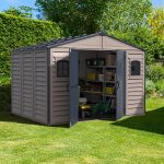 Plastic Garden Storage Shed 10.5 X 8 Ft Double Doors Lockable Dark Grey - Image 5