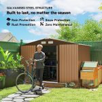 Metal Garden Shed 9 X 6 Ft Light Brown Steel Double Doors - Image 3
