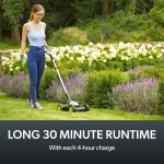 Cordless Electric Lawnmower 25cm 10in 5200RPM 18V 30 Mins Runtime Grey Green White - Image 6