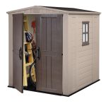 Resin Garden Storage Shed 6 X 6 Ft Beige Double Doors Lockable