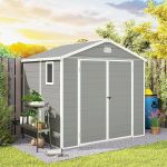Plastic Garden Storage Shed 8 X 6 Ft Light Grey Aluminium Frame Lockable Door - Image 9
