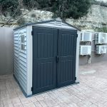 Plastic Garden Storage Shed 6 X 6 Ft Dark Grey Adobe Metal Roof - Image 5