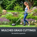Cordless Electric Lawnmower 25cm 10in 5200RPM 18V 30 Mins Runtime Grey Green White - Image 3