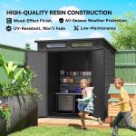 Plastic Garden Storage Shed 6 X 6 Ft Dark Grey Aluminium Frame Double Doors - Image 8
