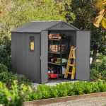 Garden Storage Shed 6 X 8 Ft Grey Resin Double Doors - Image 2