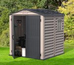 Plastic Garden Storage Shed 6 X 6 Ft Dark Grey Adobe Metal Roof - Image 2