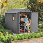 Outdoor Garden Storage Shed 6 X 8 Ft Grey Resin Double Doors - Image 9