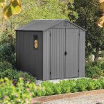 Outdoor Garden Storage Shed 6 X 8 Ft Grey Resin Double Doors - Image 10