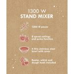 Stand Mixer 4L 1300W 8 Speeds With Pulse Function Teal - Image 3