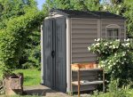 Plastic Garden Storage Shed 6 X 6 Ft Dark Grey Adobe Metal Roof - Image 3